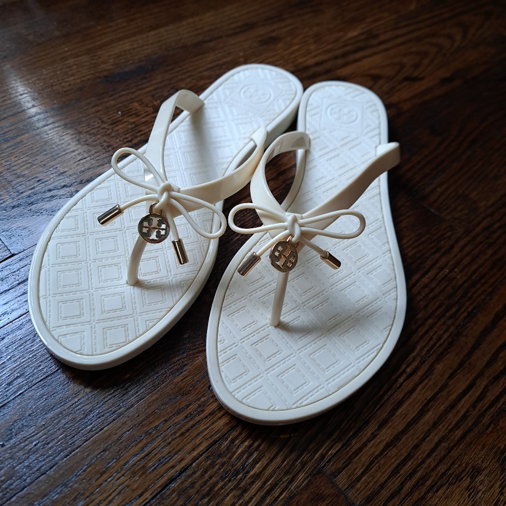 Tory Burch Ocean Turo Jelly Bow Sandals Size 9